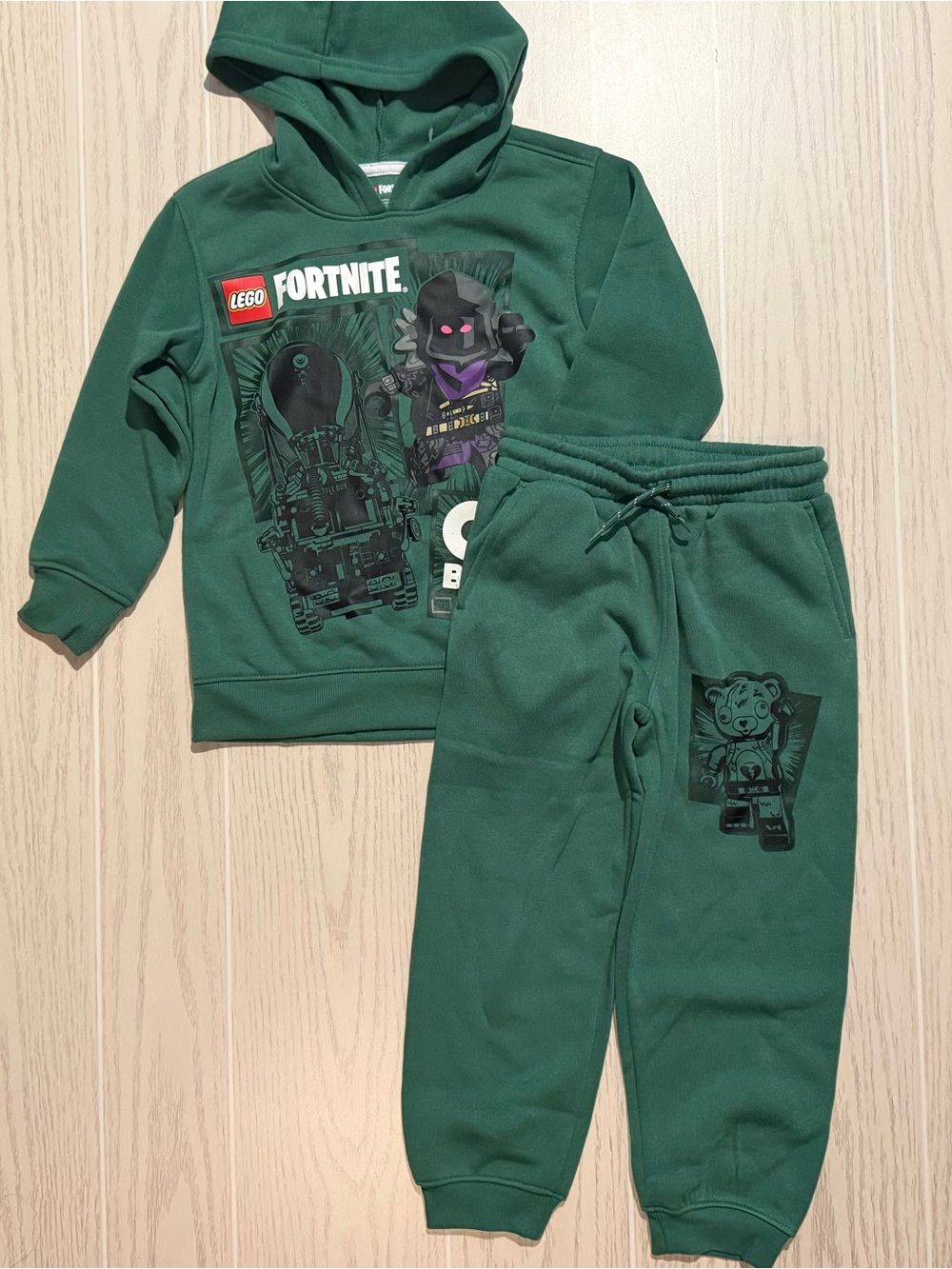 LEGO Fortnite Boys 4/5 Green Fleece Hoodie Jogger Pants 2 Piece Set
